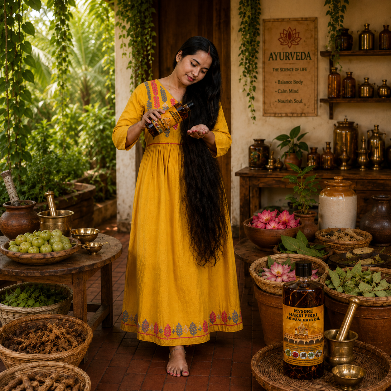 1000ML Mysore Hakki Pikki Hair Oil - 8 Month Full Course Package