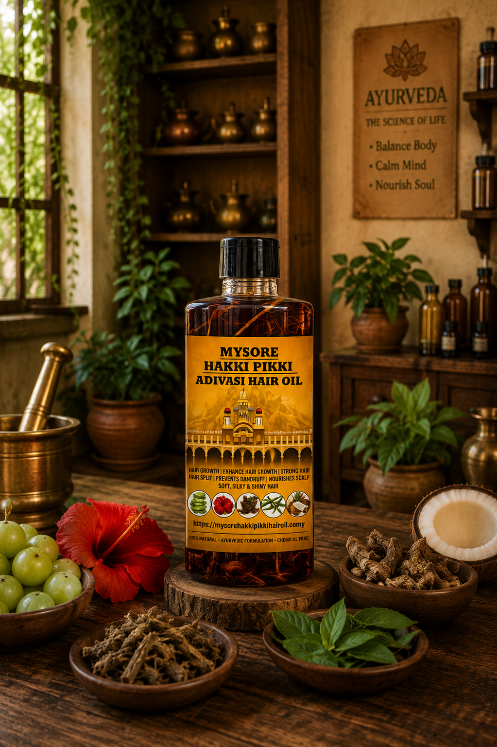 1000ML Mysore Hakki Pikki Hair Oil  - 8 Month Full Course Package