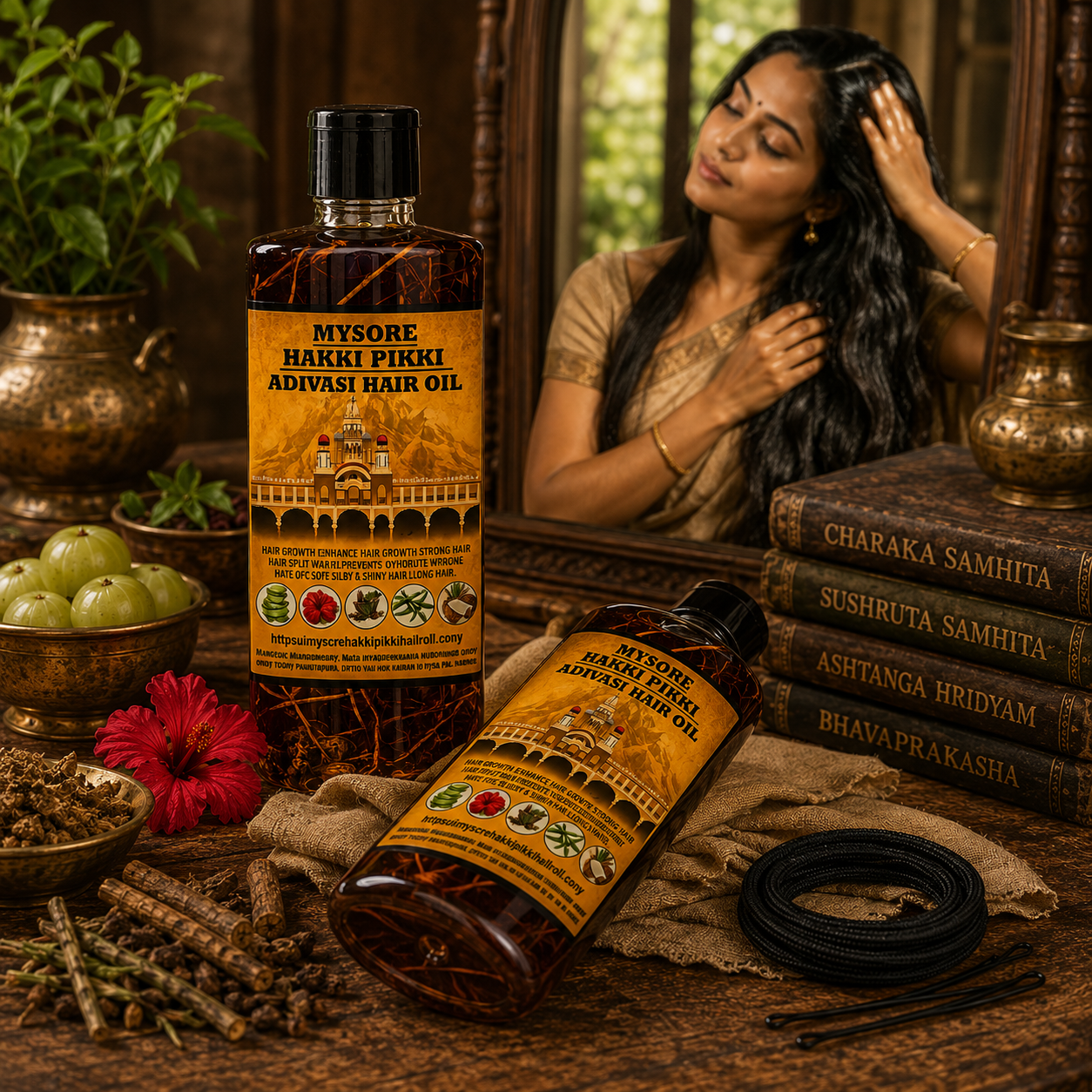 500ML Mysore Hakki Pikki Hair Oil + 500ML Mysore Hakki Pikki Shampoo Package