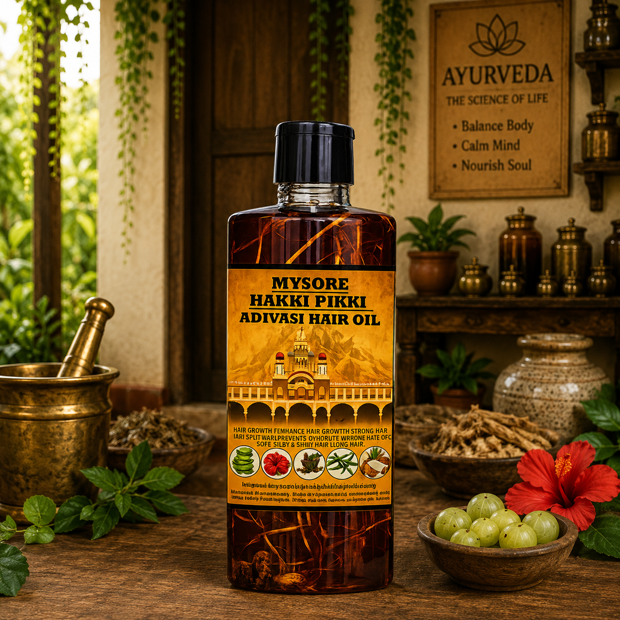1000ML Mysore Hakki Pikki Hair Oil  - 8 Month Full Course Package