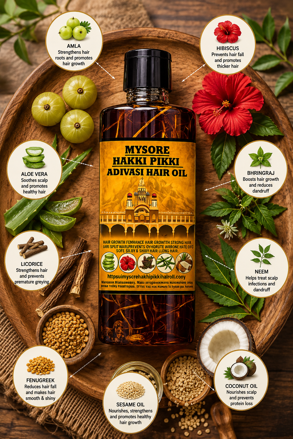 500ML Mysore Hakki Pikki Hair Oil-3 Month Course Package