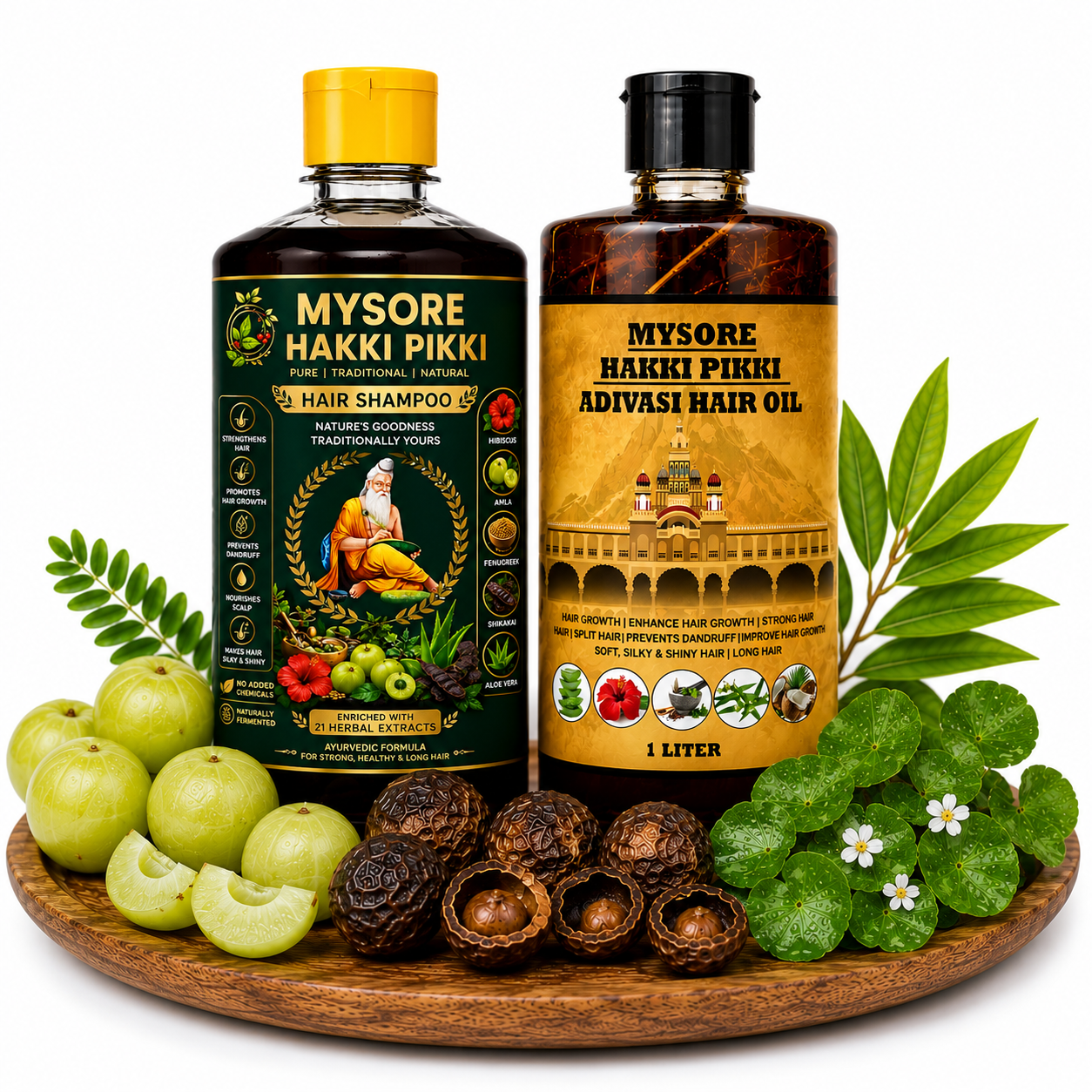 500ML Mysore Hakki Pikki Hair Oil + 500ML Mysore Hakki Pikki Shampoo Package