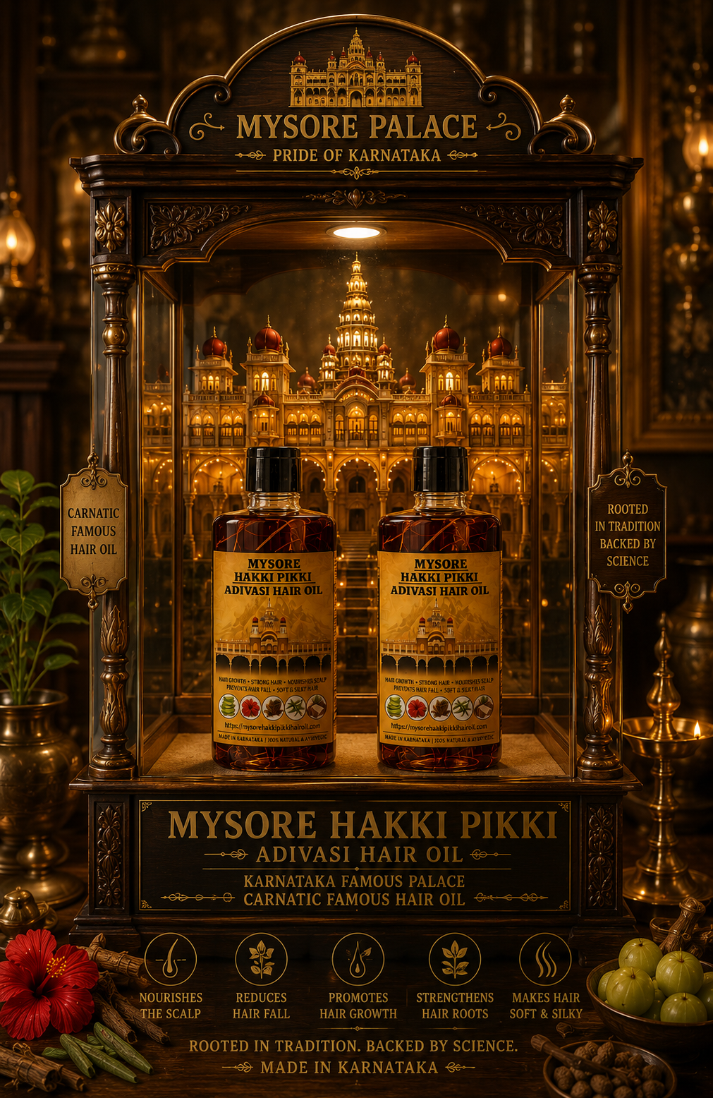 1000ML Mysore Hakki Pikki Hair Oil  - 8 Month Full Course Package