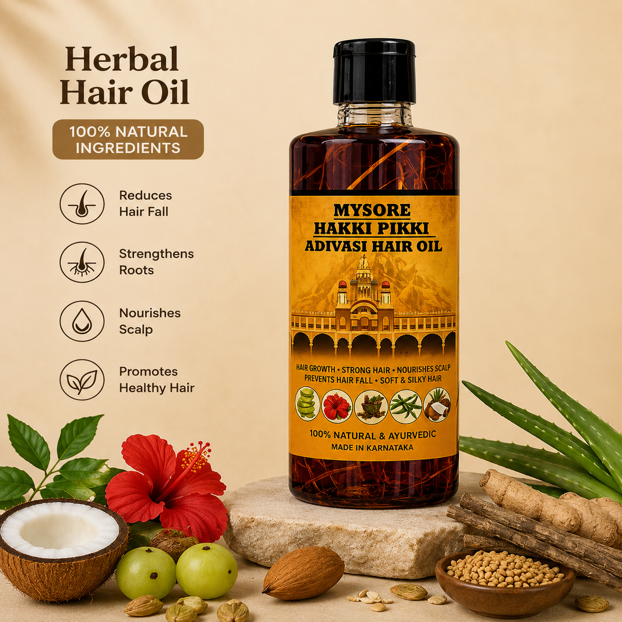 500ML Mysore Hakki Pikki Hair Oil-3 Month Course Package