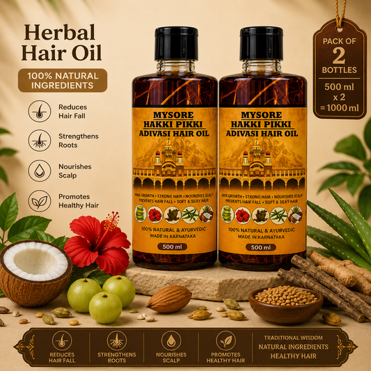 1000ML Mysore Hakki Pikki Hair Oil  - 8 Month Full Course Package