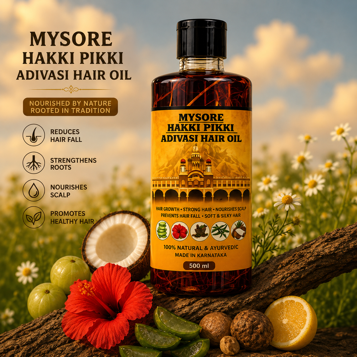 500ML Mysore Hakki Pikki Hair Oil-3 Month Course Package