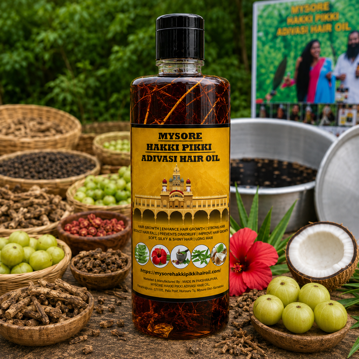 500ML Mysore Hakki Pikki Hair Oil + 500ML Mysore Hakki Pikki Shampoo Package