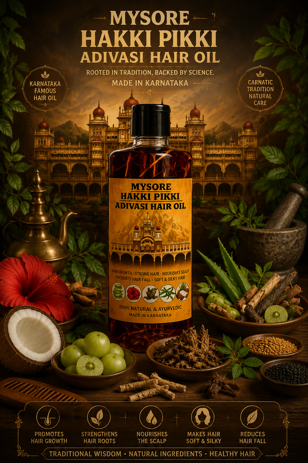 500ML Mysore Hakki Pikki Hair Oil-3 Month Course Package