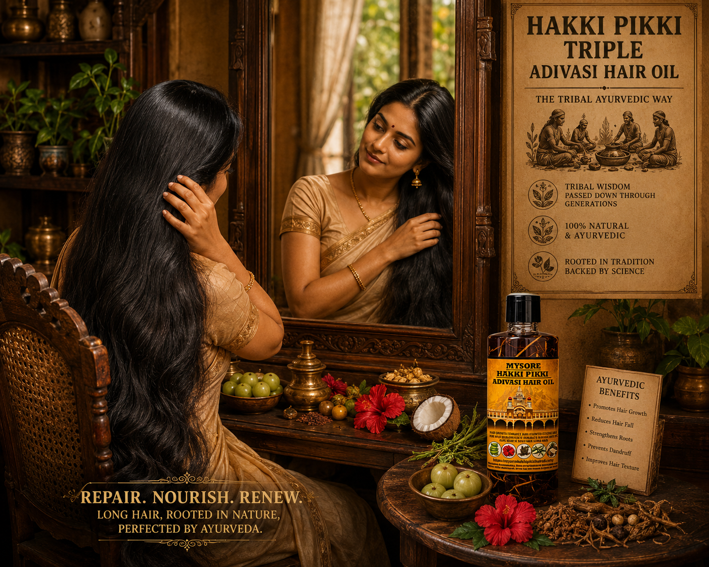 500ML Mysore Hakki Pikki Hair Oil + 500ML Mysore Hakki Pikki Shampoo Package