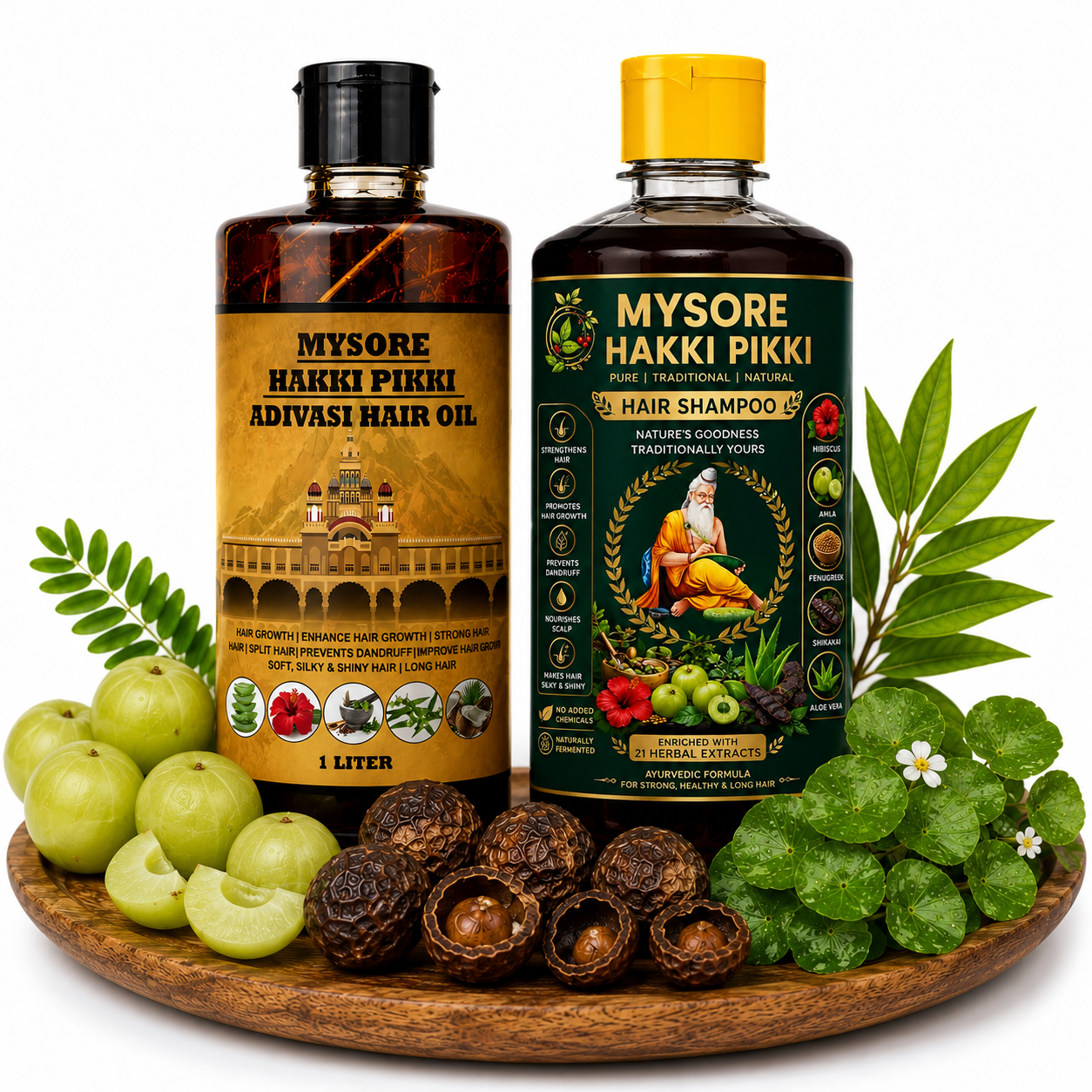 500ML Mysore Hakki Pikki Hair Oil + 500ML Mysore Hakki Pikki Shampoo Package