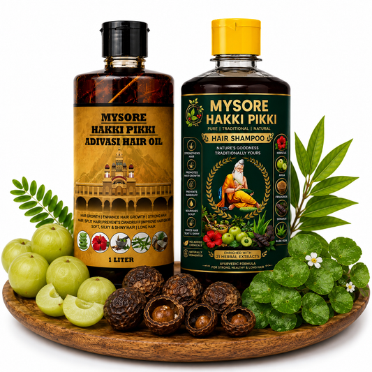 500ML Mysore Hakki Pikki Hair Oil + 500ML Mysore Hakki Pikki Shampoo Package