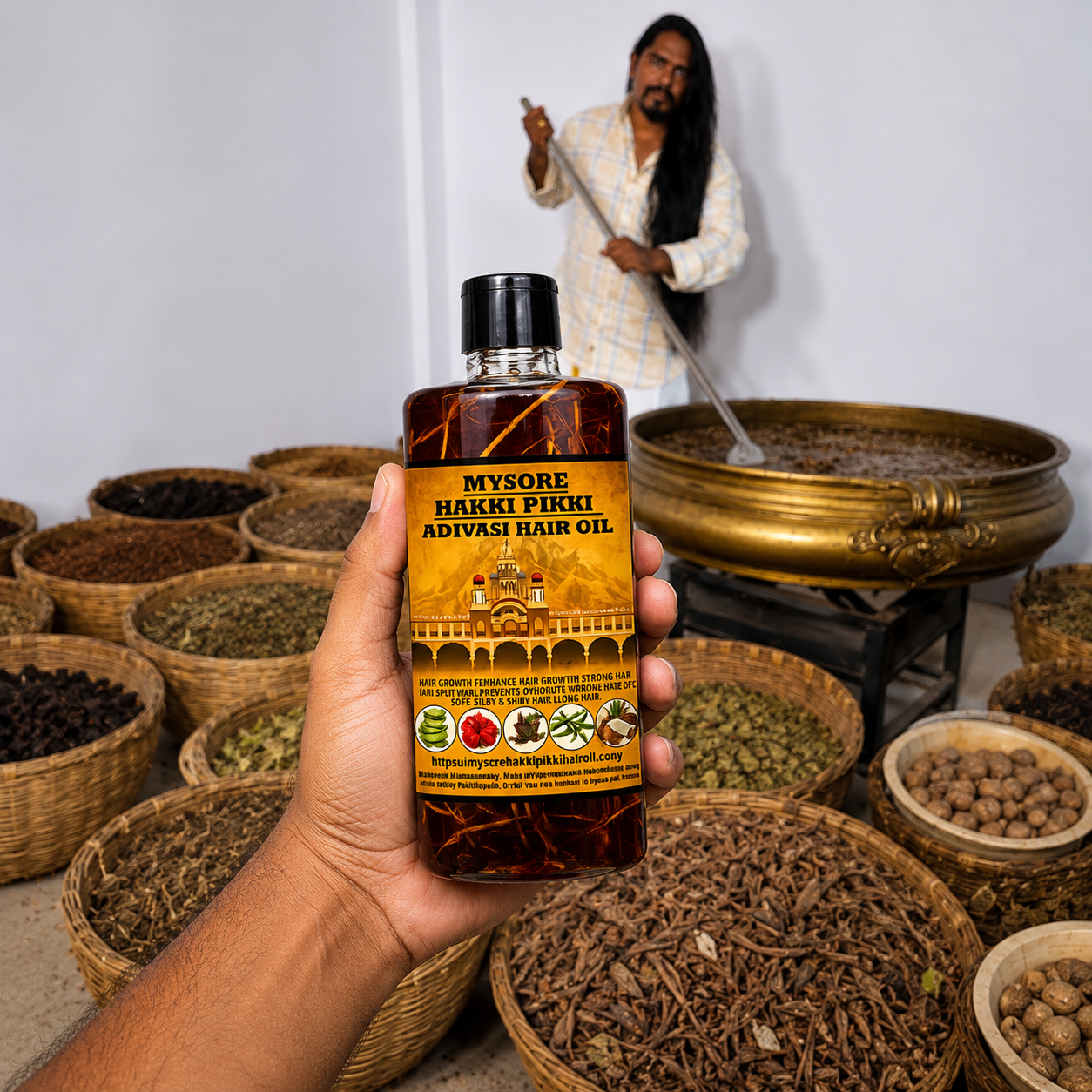 1000ML Mysore Hakki Pikki Hair Oil  - 8 Month Full Course Package
