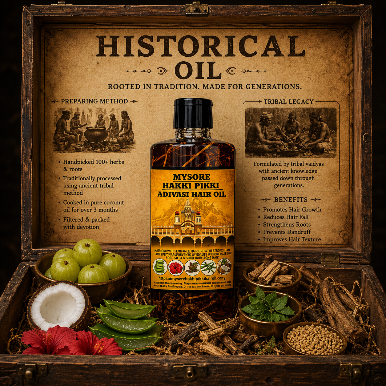 500ML Mysore Hakki Pikki Hair Oil-3 Month Course Package