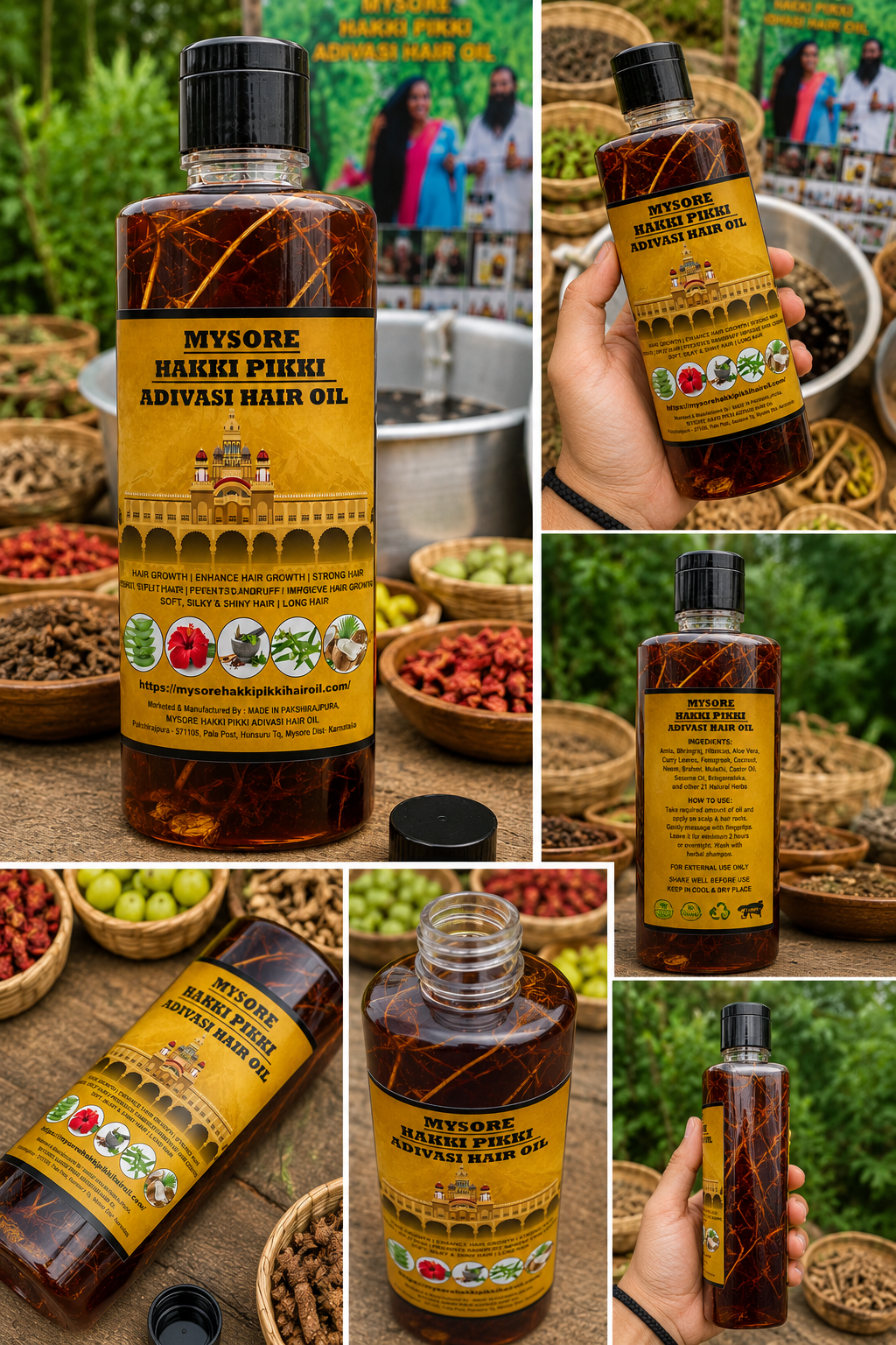 500ML Mysore Hakki Pikki Hair Oil + 500ML Mysore Hakki Pikki Shampoo Package