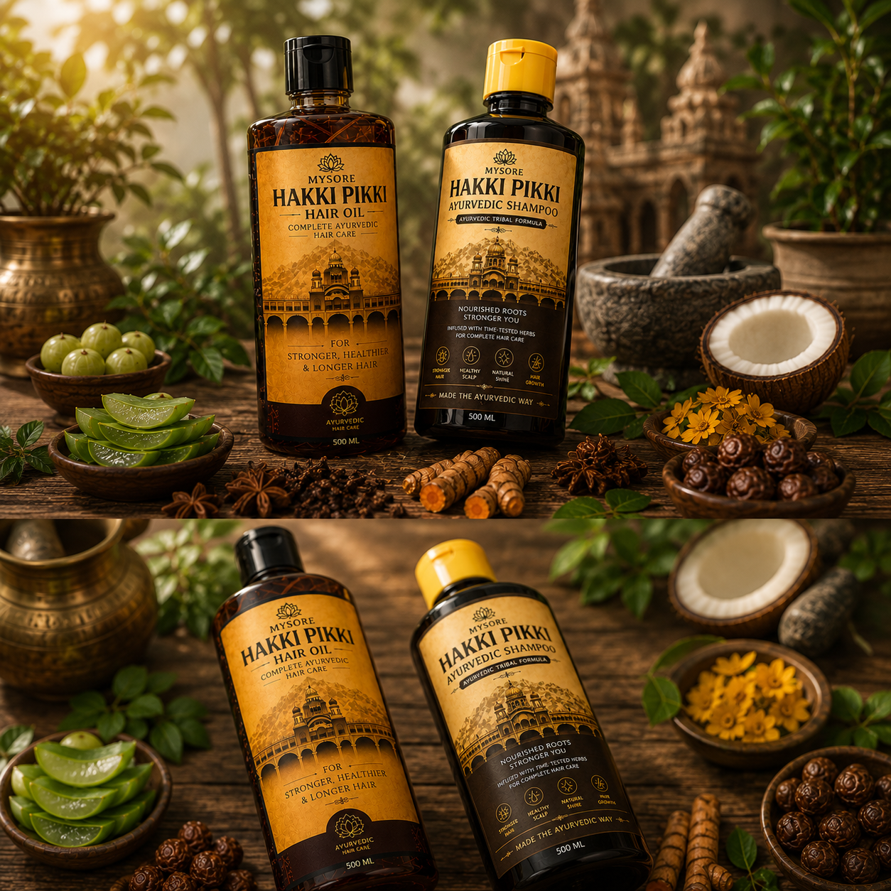 500ML Mysore Hakki Pikki Hair Oil + 500ML Mysore Hakki Pikki Shampoo Package
